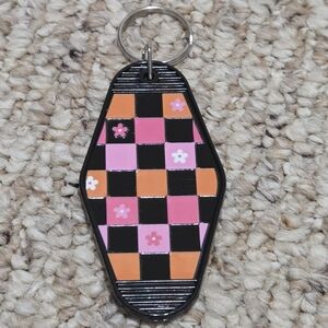 Hand Crafted Pink and Orange Checkered Key Holder